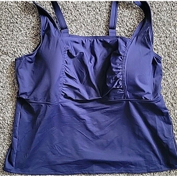 Lands' End 20W DDD Square Neck Tankini Swim Top Navy 2X Underwire  S628 - Picture 5 of 7